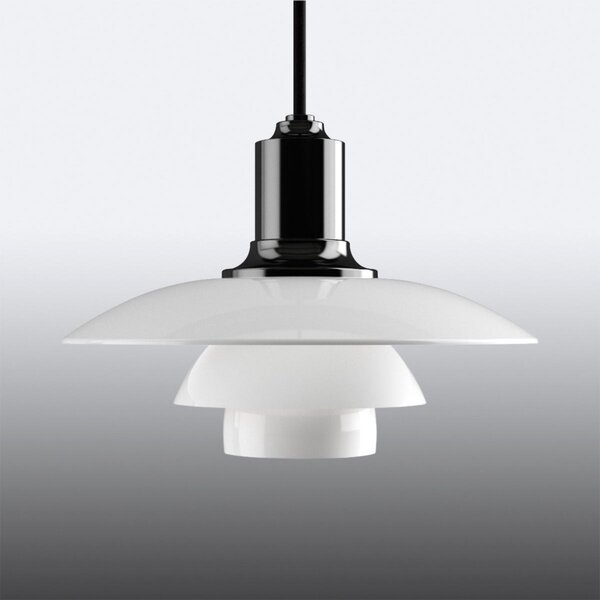 Függőlámpa Louis Poulsen, PH 2/1, dimmable, Fehér, Nappali, Üveg, Dizájn