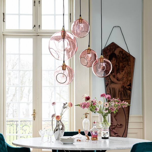 Függőlámpa DESIGN BY US, Ballroom, dimmable, Rózsaszín / Rosé, Nappali, Üveg, Dizájn