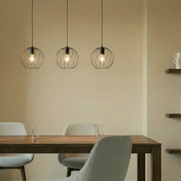 Függőlámpa Lindby, Danika, dimmable, Fekete, Nappali, Fém, Modern