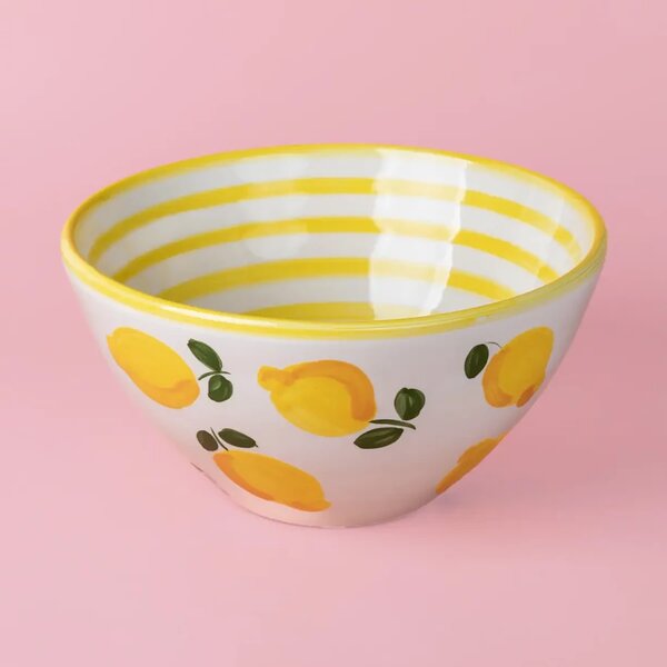 Citromcsepp mediterrán kerámia tál – 1,5 L (21 × 21 × 11 cm)