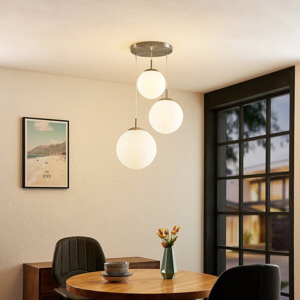 Függőlámpa Lindby, Heleska, dimmable, Fehér, Nappali, Üveg, Modern