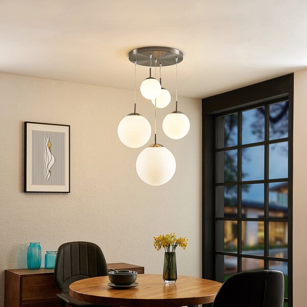 Függőlámpa Lindby, Heleska, dimmable, Szürke, Nappali, Fém, Modern