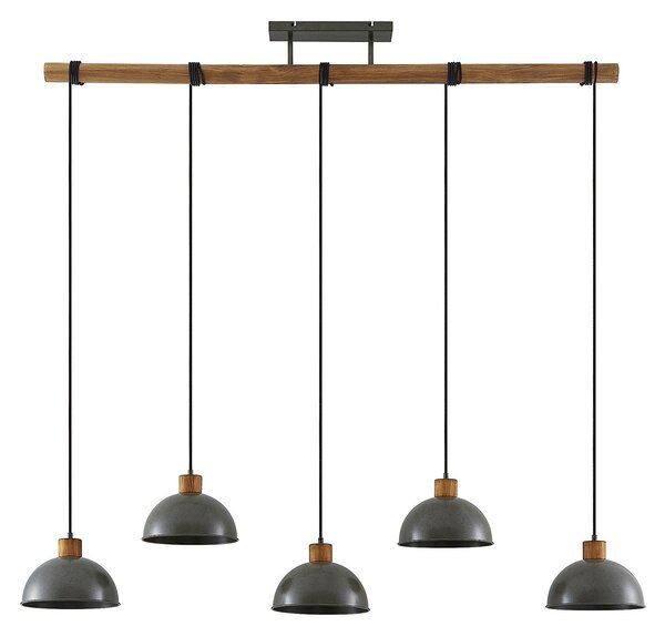 Függőlámpa Lindby, Durbis, dimmable, Szürke, Konyha, Fa, Vintage