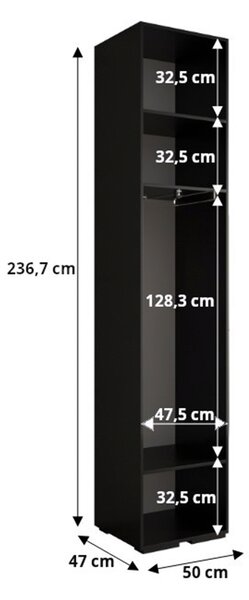 INOVA 1 ruhásszekrény 50x237x47- kasmír