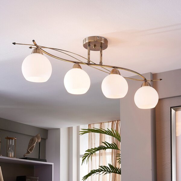 Mennyezeti Lámpa Lindby, Leanda, dimmable, Bronz / Öreg Sárgaréz, Nappali, Üveg, Modern