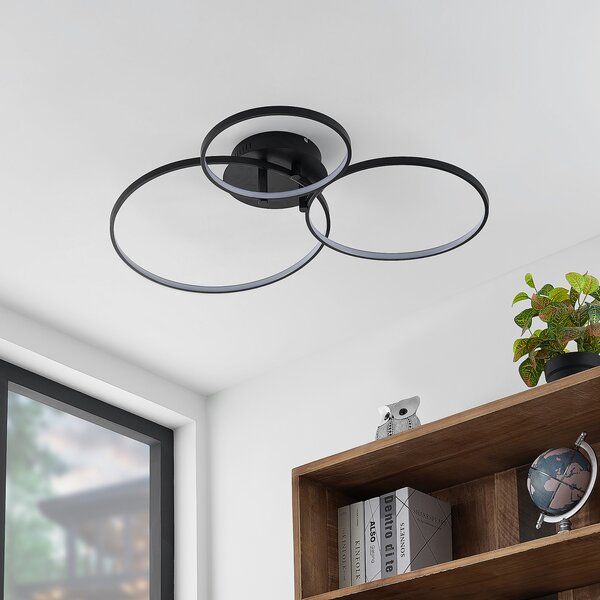 Mennyezeti Lámpa Lindby, Rayk, dimmable, Fekete, Nappali, Alumínium, Modern