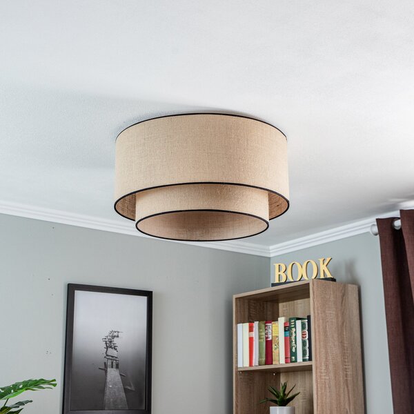 Mennyezeti Lámpa Euluna, Boho jute & black, dimmable, Barna / Rozsdabarna, Nappali, Szövet / Textília, Boho
