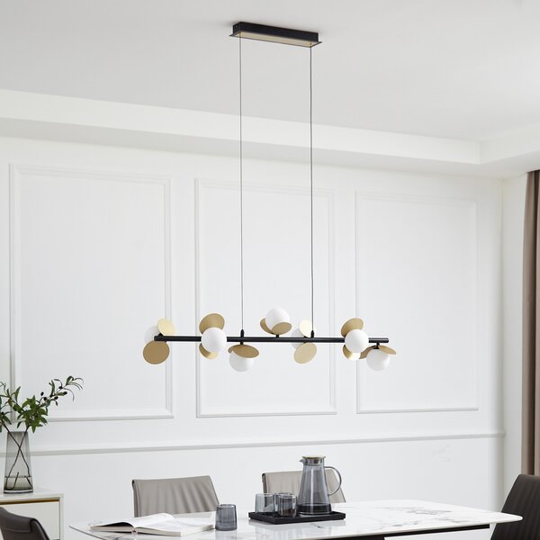 Függőlámpa Lucande, Pallo, dimmable, Fekete, Étkező, Fém, Modern