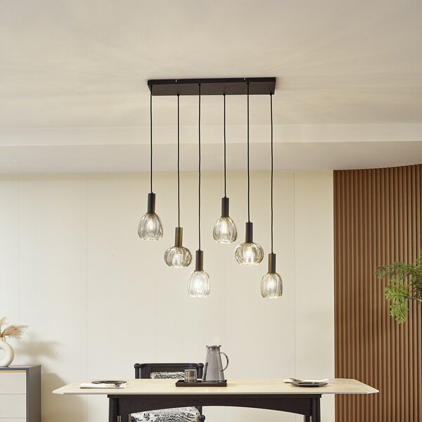 Függőlámpa Lindby, Tolli, dimmable, Szürke, Nappali, Üveg, Modern