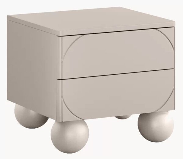 Sonatia II fiókos éjjeliszekrény 45 cm 2 fiókkal - kasmír / gömb alakú lábak