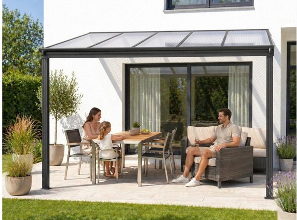 Alumínium pergola LANITPLAST WALL 33 antracit + clear PC LG2086