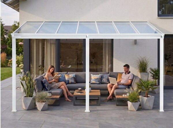 Alumínium pergola LANITPLAST WALL 43 fehér + clear PC LG2126
