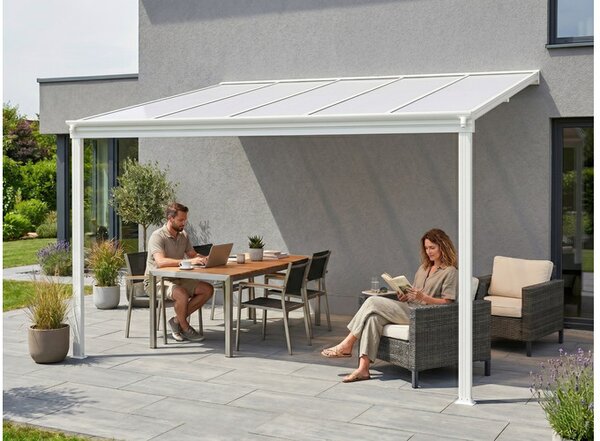 Alumínium pergola LANITPLAST WALL 33 fehér + opal PC LG2119