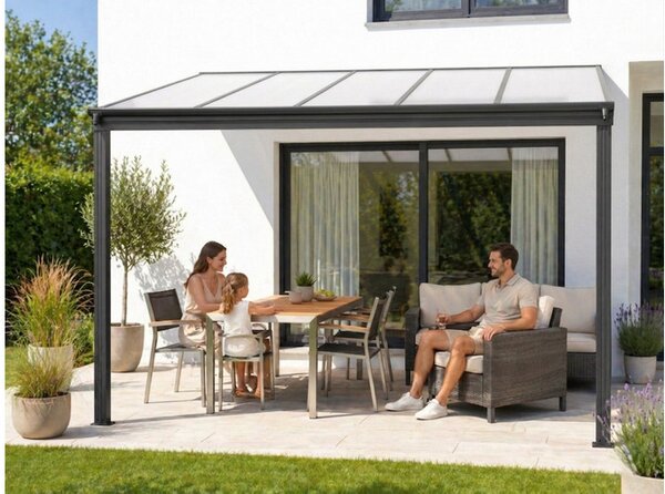 Alumínium pergola LANITPLAST WALL 33 antracit + opal PC LG2118