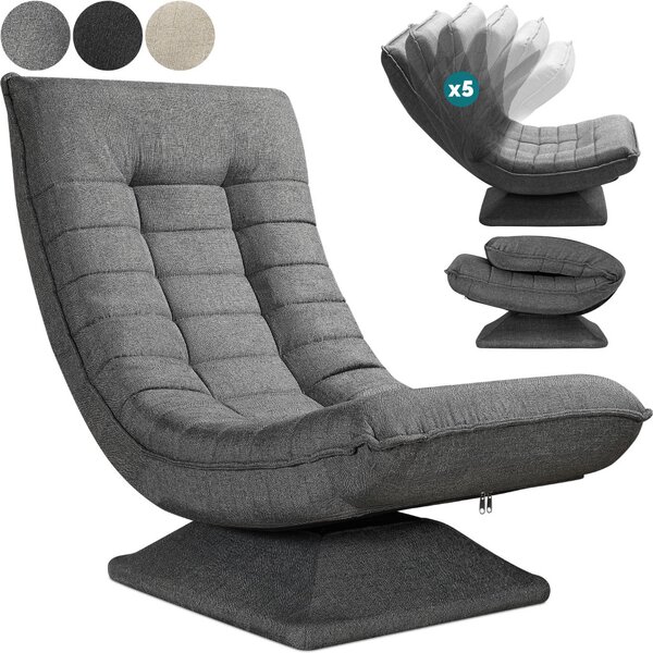Relaxációs fotel, szövet, szürke