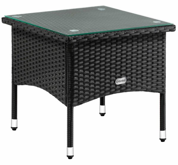 Kerti kisasztal, polyrattan, fekete, 50 x 50 x 45 cm