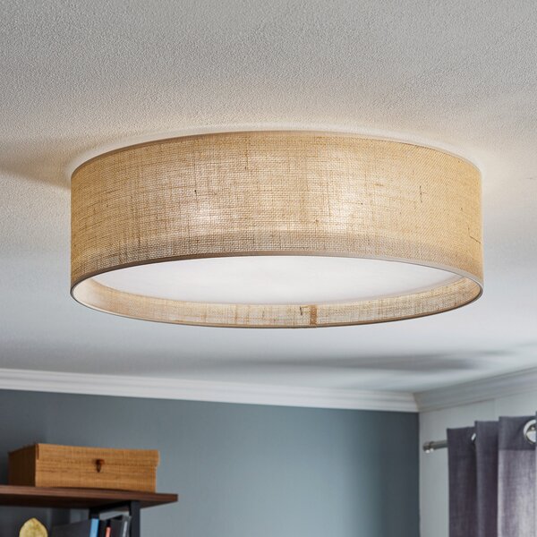 Mennyezeti Lámpa TK Lighting, Juta, dimmable, Bézs, Nappali, Szövet / Textília