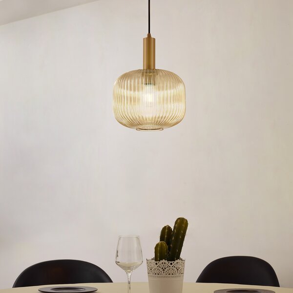 Függőlámpa Lindby, Doroteo, dimmable, Bézs, Étkező, Üveg, Vintage