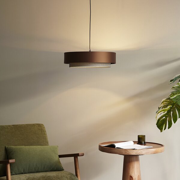 Modern függőlámpa sötét bronz színben, taupe színnel 50 cm 3-lámpás - Drum Duo
