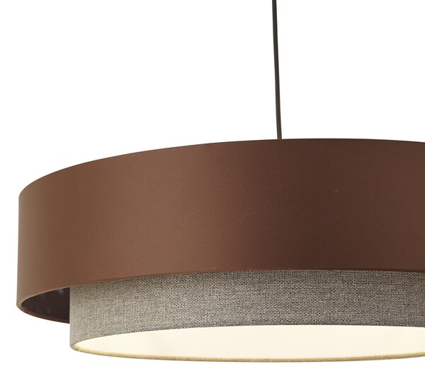 Modern függőlámpa sötét bronz színben, taupe színnel 50 cm 3-lámpás - Drum Duo