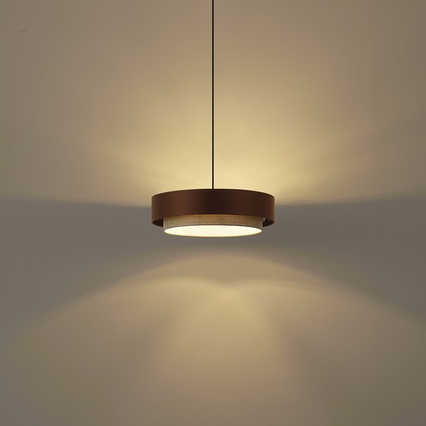 Modern függőlámpa sötét bronz színben, taupe színnel 50 cm 3-lámpás - Drum Duo