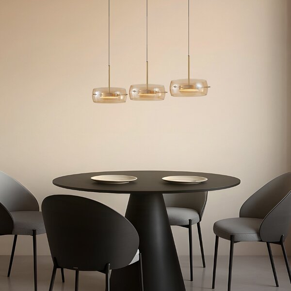 Függőlámpa Lucande, Martis, dimmable, Arany / Sárgaréz, Étkező, Üveg, Modern