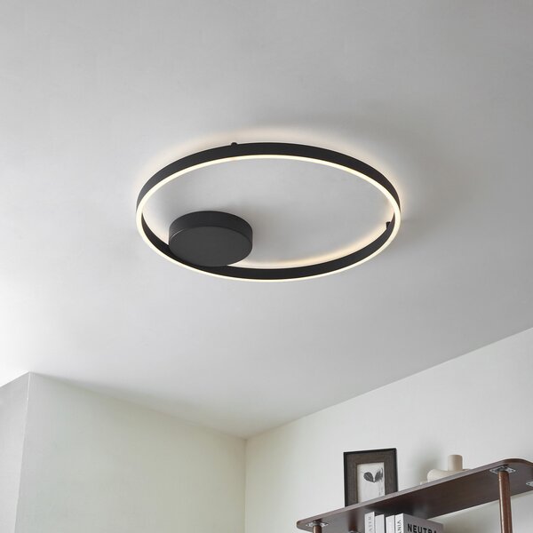 Mennyezeti Lámpa Lucande, Moise, dimmable, Fekete, Nappali, Alumínium, Modern