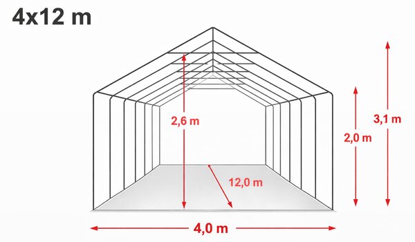 Party sátor 4x12 m PRÉMIUM - tűzálló szín fehér