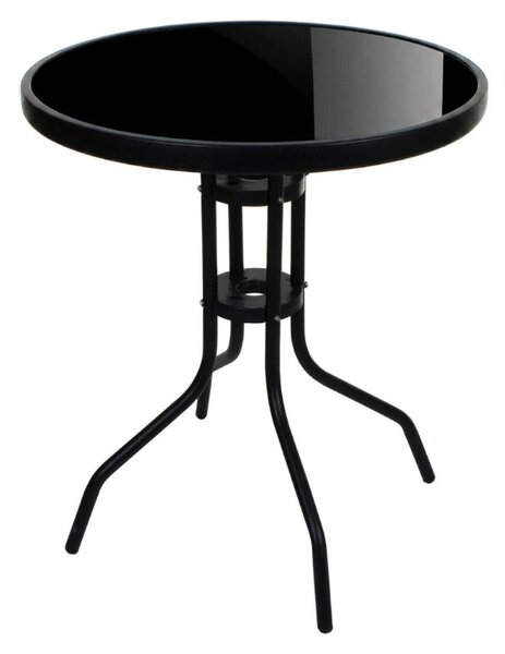 Kerek kerti asztal üveglappal ISLAND BLACK 60 cm, fekete