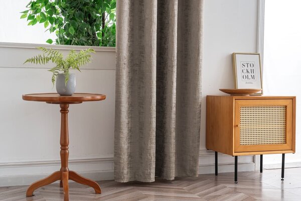 Fényzáró függöny LOOM VELVET 140x250 cm, bézsbarna Felfüggesztés: Fém gyűrűk
