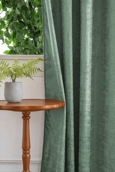 Sötétítő függöny LOOM VELVET 140x250 cm, zöld Felfüggesztés: Hullámos sínszalag