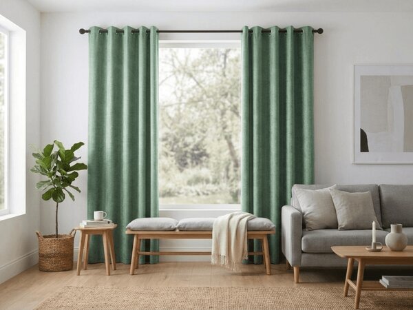 Sötétítő függöny LOOM VELVET 140x250 cm, zöld Felfüggesztés: Hullámos sínszalag