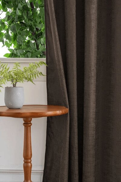Sötétítő függöny LOOM VELVET 140x250 cm, barna Felfüggesztés: Fém gyűrűk