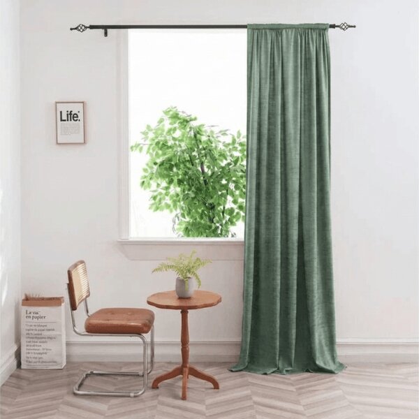 Sötétítő függöny LOOM VELVET 140x250 cm, zöld Felfüggesztés: Hullámos sínszalag