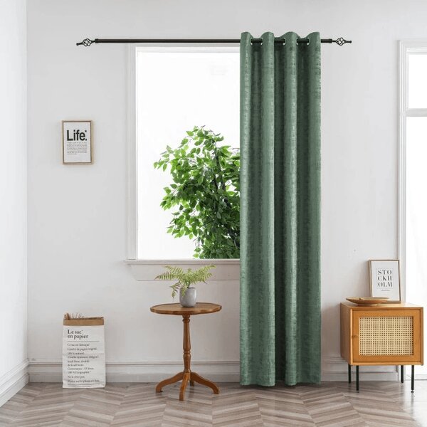 Sötétítő függöny LOOM VELVET 140x250 cm, zöld Felfüggesztés: Hullámos sínszalag