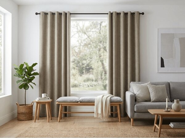Fényzáró függöny LOOM VELVET 140x250 cm, bézsbarna Felfüggesztés: Fém gyűrűk