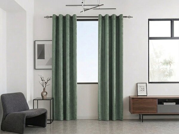 Sötétítő függöny LOOM VELVET 140x250 cm, zöld Felfüggesztés: Hullámos sínszalag
