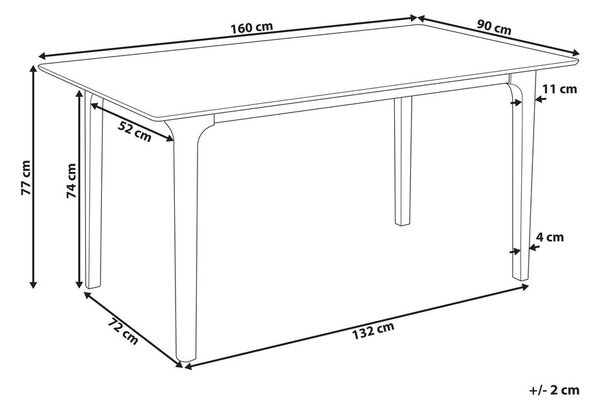 Étkezőasztal DELMAS Sötét kőris 160 cm 90 cm