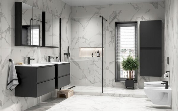 Cersanit Moduo Slim SET, akasztós szekrény 50x35x62 cm + mosogató 50 cm, antracit matt, S801-470-DSM