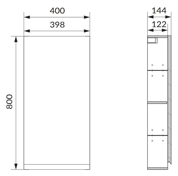 Cersanit Moduo, tükrös fali szekrény 40x14x80 cm, antracit matt, S590-071-DSM