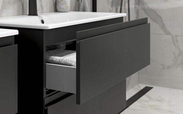 Cersanit Moduo Slim SET, akasztós szekrény 50x35x62 cm + mosogató 50 cm, antracit matt, S801-470-DSM