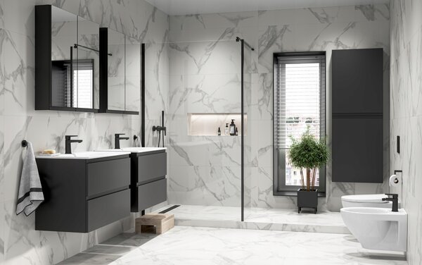 Cersanit Moduo Slim SET, akasztós szekrény 80x38x62 cm + mosogató 80 cm, antracit matt, S801-468-DSM