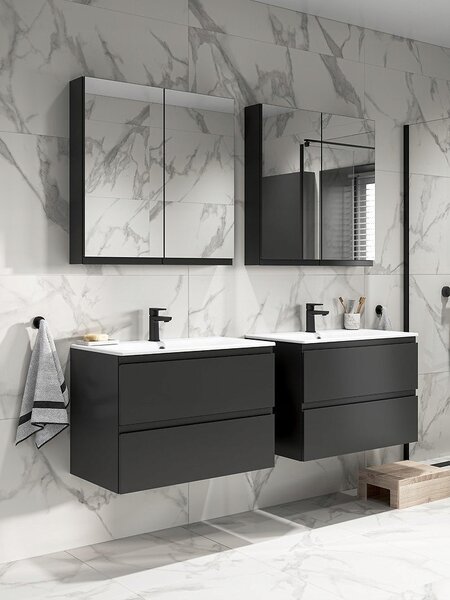 Cersanit Moduo Slim SET, akasztós szekrény 50x35x62 cm + mosogató 50 cm, antracit matt, S801-470-DSM