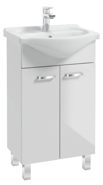Erga Lumi, mosogató szekrény + kerámia mosogató 50x41cm, fehér fényes króm fogantyú, ERG-207-D-05012+1520