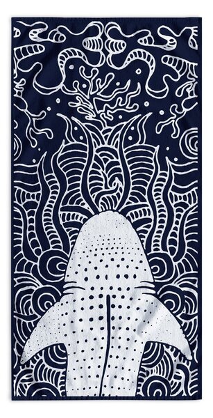 Sötétkék strandtörölköző 90x180 cm Shark – DecoKing