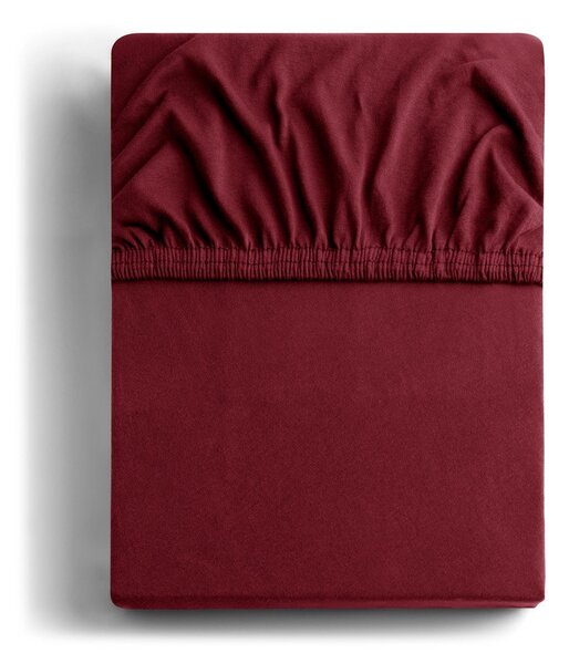Borvörös gumis jersey lepedő 180x200 cm Amber – Restilo