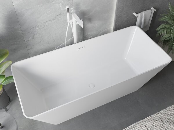 Mexen Velo Slim, szabadon álló kád 170 × 75 cm, fényes fehér, fehér túlfolyóval, 52811707500-20