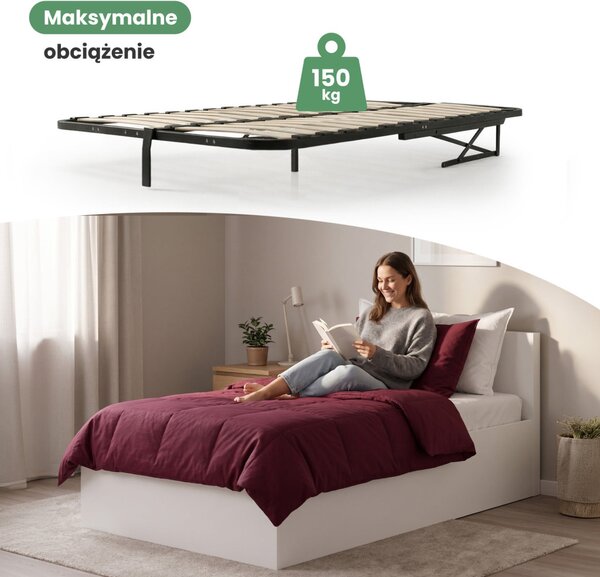 AKORD Furniture Factory Fém Ágyrács Emelőmechanizmussal 28 Léccel Fekete 100x200 cm