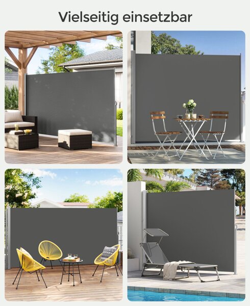 SONGMICS 200 x 350 cm Oldalsó Napellenző Teraszhoz Füstszürke GSA205G02