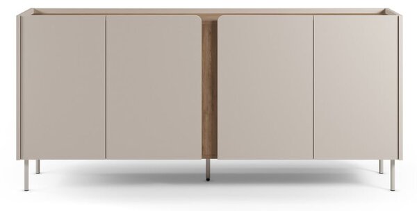Krémszínű-natúr színű komód tölgyfa dekorral 180x82x40 cm Lucile – Marckeric